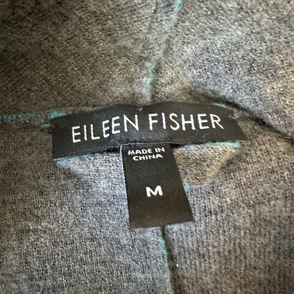 Eileen Fisher Wool Women’s Open Front Cardigan Size M Jacket Blue & Gray - Picture 5 of 6